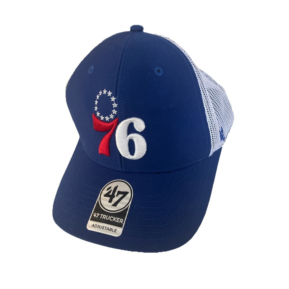 Philadelphia 76ers 47 Brand Trucker Hat Snapback Mesh OSFA Blue Cap New - Picture 1 of 9